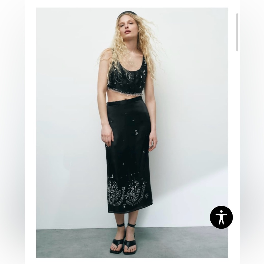 JEWEL TRIM SATIN EFFECT SKIRT LIMITED EDITION